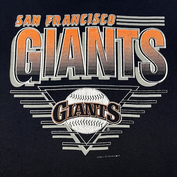 Vintage San Francisco Giants T-Shirt Hoodie Adult XL Black Logo 7 MLB USA 90s - Picture 3 of 15